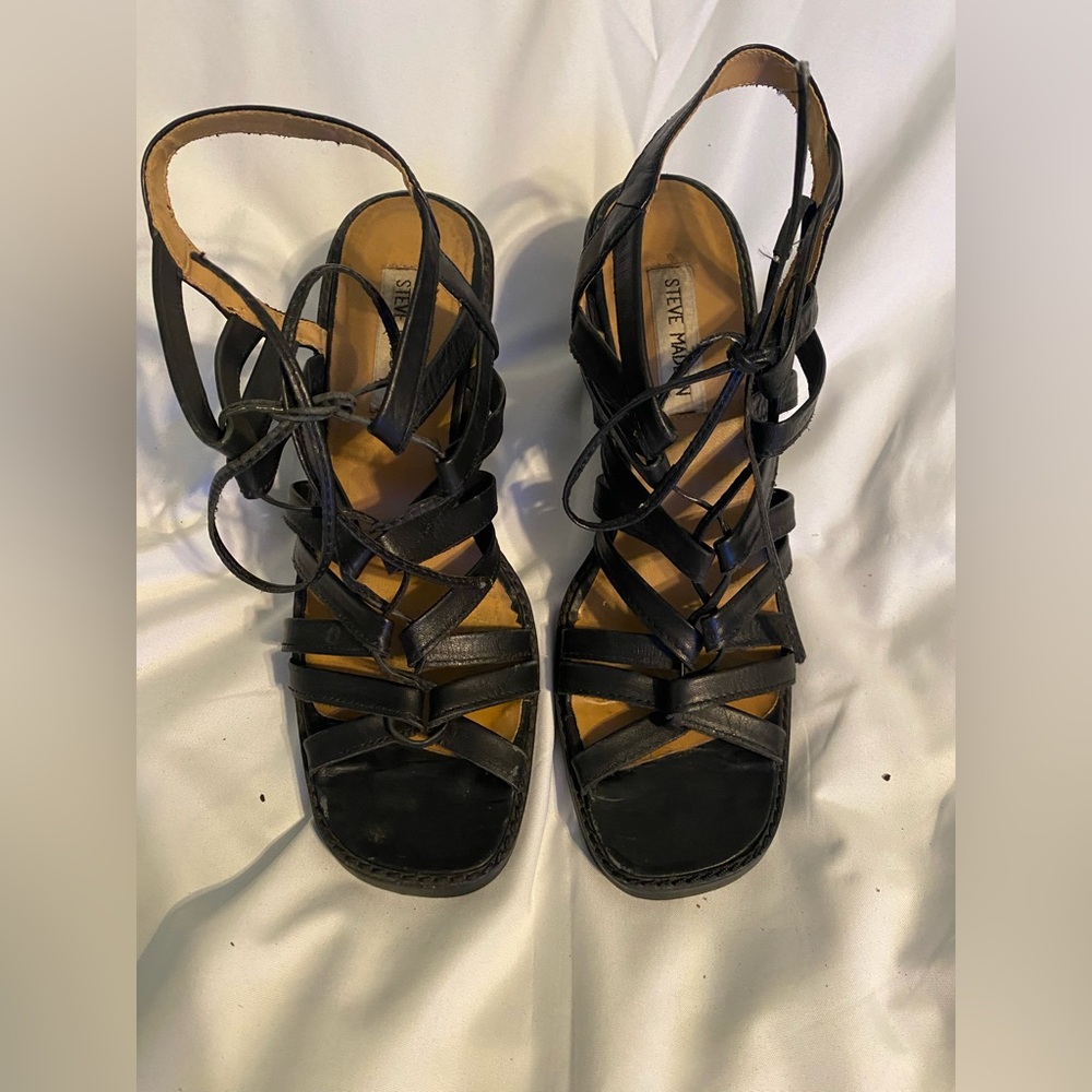 Vintage Steve Madden Black Leather Women's Sandals